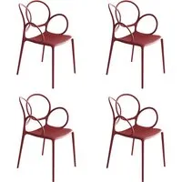 driade - sissi chaise avec accoudoirs outdoor, rouge mat (set de 4)