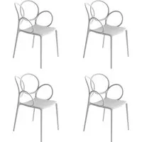 driade - sissi chaise avec accoudoirs outdoor, blanc mat (set de 4)
