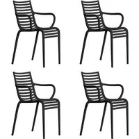 driade - pip-e fauteuil de jardin, gris mat (set de 4)