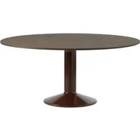 muuto - midst table de salle à manger, ø 160 cm, chêne huilé foncé / rouge foncé