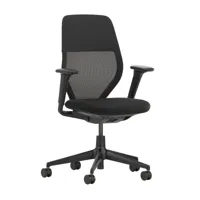 vitra - acx light chaise de bureau, silk mesh nero / x net nero, avec réglage de la profondeur d'assise, accoudoirs réglables en hauteur (roulettes pour sols durs)