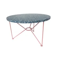 acapulco design - the low table, h 36 x ø 65 cm, terrazzo / bleu memphis
