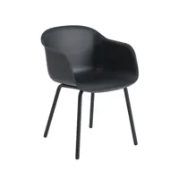 muuto - fiber outdoor chaise avec accoudoirs, anthracite noir