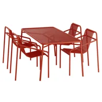 out objekte unserer tage - ivy ensemble de jardin (table de jardin 170 x 90 cm & 4 x chaises de jardin), rouge terre de sienne