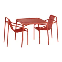 out objekte unserer tage - ivy ensemble de jardin (table de jardin 90 x 90 cm & 2 x chaises de jardin), rouge terre de sienne