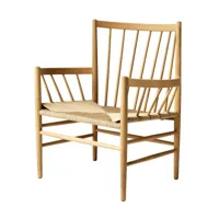 fdb møbler - j82 chaise longue, chêne laqué mat / osier naturel