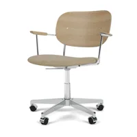 audo - co task chaise de bureau avec accoudoirs, chêne naturel / beige (tissu audo bouclé 02)