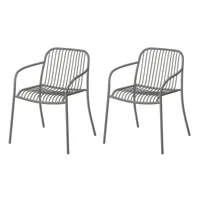 blomus - yua wire outdoor chaise avec accoudoirs, granite gray (lot de 2)