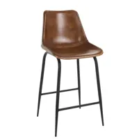 chaise bar cuir/métal cognac