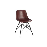 chaise loft cuir/métal marron foncé/noir