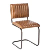 chaise moderne cuir/métal cognac
