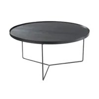 table gigogne ronde bois métal marron foncé large