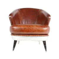 fauteuil de bureau marron cuir rocky vintage