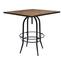 table de bar carrée 4 places métal et bois style industriel
