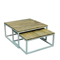 tables basses gigognes bois et métal blanc style moderne