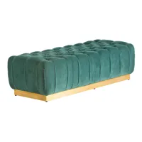 pied de lit style art-déco bois de manguier, velours, fer tweng