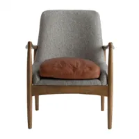 fauteuil style vintage bois de sapin, cuir, polyester elati