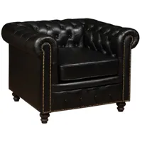 fauteuil chesterfield cuir noir finition moderne glasgow