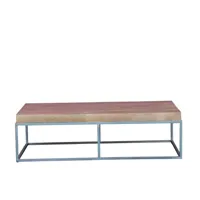 table basse style industriel manguier massif couleur naturelle et métal borg large