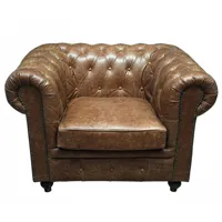 fauteuil chesterfield cigare en cuir de buffle style vintage