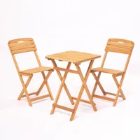 table de jardin et 2 chaises style scandinave bois de hêtre couleur brun relax