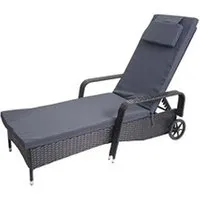 chaise longue - transat mendler chaise longue carrara, polyrotin, bain de soleil, alu anthracite, coussin gris