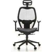 fauteuil de bureau hjh office siège de bureau / fauteuil de direction air-port, assise cuir/ dossier maille noir