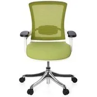 fauteuil de bureau hjh office siège de bureau skate style, assise en tissu vert/ dossier en tissu maille vert / cadre blanc