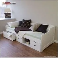 lit enfant homestyle4u lit simple blanc 90x200 avec rangement