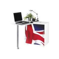 bureau droit beaux meubles pas chers bureau informatique blanc et table pivotante - drapeau anglais 701 - l 105 x l 55 x h 74.7 cm