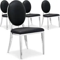 chaise non renseigné chaise médaillon effet miroir et simili noir louis xvi - lot de 4