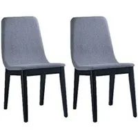 chaise maison et styles lot de 2 chaises en tissu gris clair et pieds en bois noir