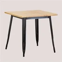 table à manger sklum table de salle à manger carrée en bois et acier (80x80 cm) lix noir bois naturel 76 cm