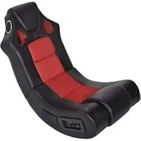 fauteuil de salon vidaxl fauteuil à bascule enceinte en cuir synthétique noir rouge