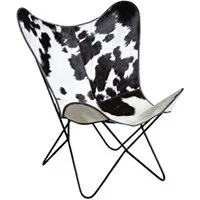 fauteuil de salon aubry gaspard - fauteuil butterfly en peau de vache noir