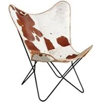 fauteuil de salon aubry gaspard - fauteuil butterfly en peau de vache marron