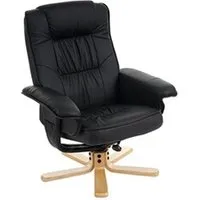 fauteuil de salon mendler fauteuil de télé m56, fauteuil de relaxation sans tabouret, similicuir noir