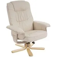 fauteuil de salon mendler fauteuil de télé m56, fauteuil de relaxation sans tabouret, similicuir crème