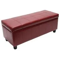 coffre et malle mendler banquette kriens, coffre, banc, cuir + similicuir, 112x45x45cm rouge