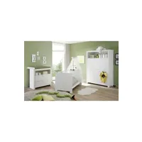 olivia chambre bebe complete : lit 70*140 cm + armoire + commode - blanc