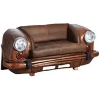 - canapé voiture en cuir de buffle et métal cuivre
