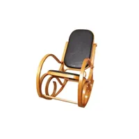 chaise generique fauteuil à bascule m41 aspect chêne assise en cuir patchwork noir
