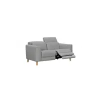 fauteuil de relaxation meubletmoi canapé relaxation 2 places en tissu gris et pieds bois - polo
