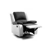 fauteuil de bureau generique relax fauteuil relaxation - simili blanc et gris - style contemporain - l 86 x p 90 cm