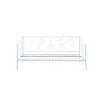 lit enfant vente-unique lit banquette vivian - 90 x 200 cm - métal - blanc