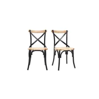 chaise miliboo chaises bistrot bois clair massif et métal noir (lot de 2) jake