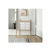 table de chevet maison et styles chevet 3 tiroirs 51x35x71 cm décor chêne et blanc - ludomil