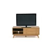 meubles tv maison et styles meuble tv 2 tiroirs 130x45x50 cm en chêne - kunda