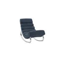 fauteuil de salon miliboo rocking chair design en tissu effet velours bleu et acier chromé taylor
