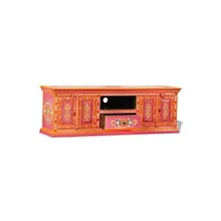 meubles tv vidaxl meuble tv bois de manguier massif rose peint à la main
